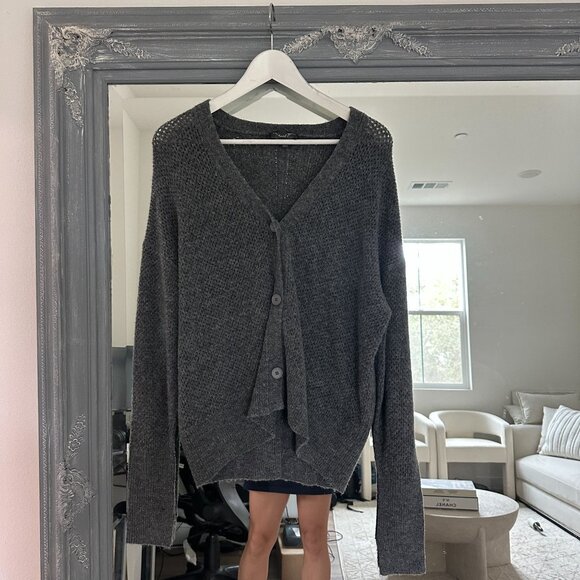 Michael Stars V-Neck Button Front Marled Gray Knit‎ Cardigan Size Small - Picture 2 of 9